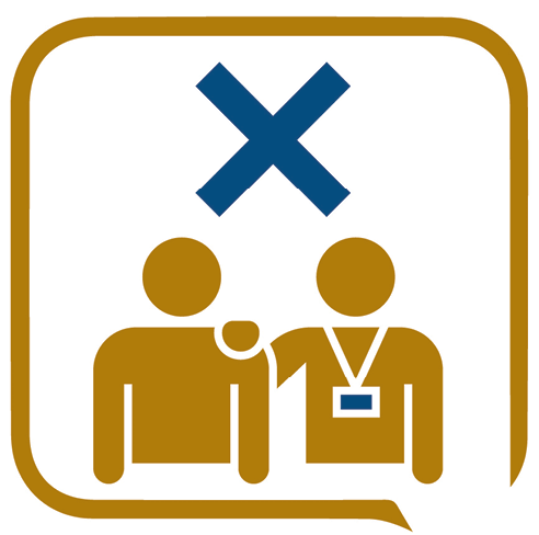 A cross above a staff member supporting someone.