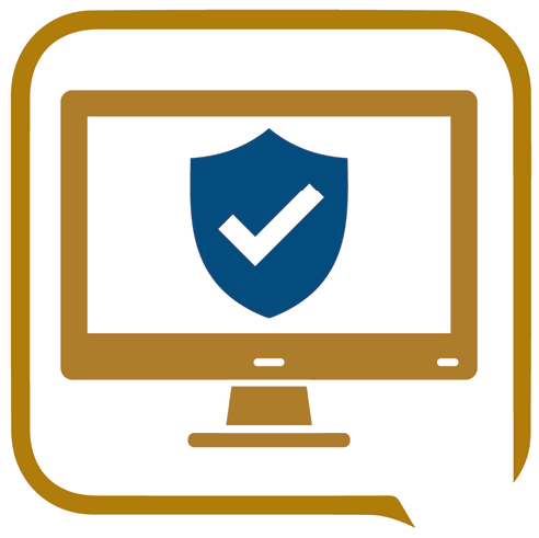 A computer screen showing a safety icon.